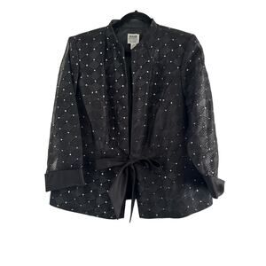 R&M Richards Women 14w, black top with tie front